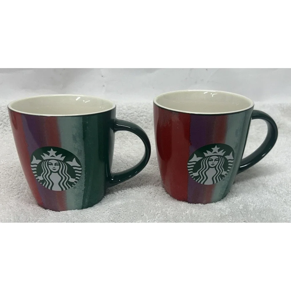 Starbucks Lot of 2 Green Red 2021 Christmas Holiday Coffe Mugs